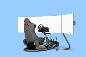 modern car game simulator perspective right view 3d render on blue