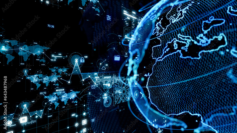 Poster planet earth and communication network concept.