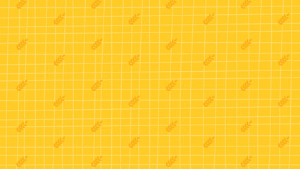 Vector hand draw seamless checkered pattern with rice plants on yellow background