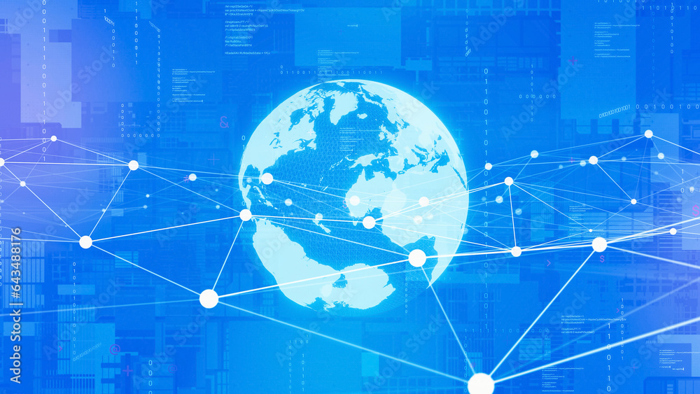 Poster planet earth and communication network concept.