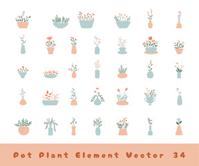 collection of ornamental plants in pots vector elements