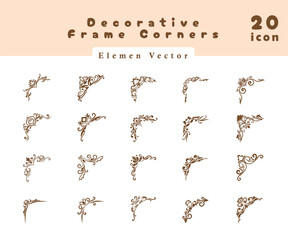 collection of vector striped drawing corner frames elements