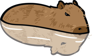 Vector of drawing brown cartoon capybara water soaking 