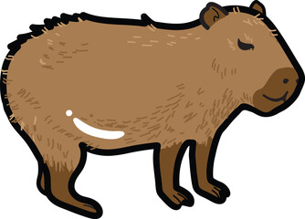 Vector of drawing brown cartoon Capybara standing smiling