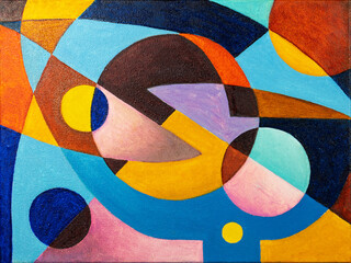 Handmade abstract geometric painting