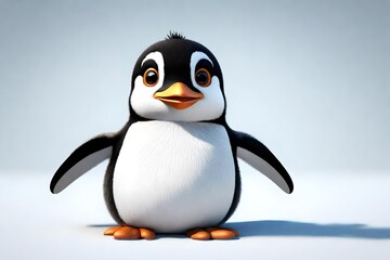 Fototapeta premium A cute penguin 3d cartoon illustration.