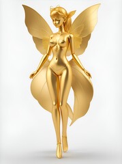 A golden fairy doll with wings