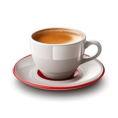 Fototapeta premium close-up of white coffee cup with white saucer isolated on white background