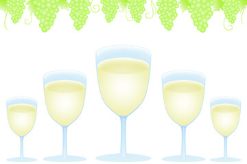 白ワインとぶどうのイラスト