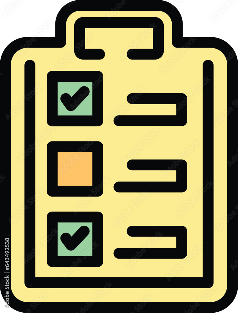 Poster clipboard learn icon outline vector. training course. class webinar color flat