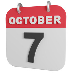 3d 7 october calendar illustration