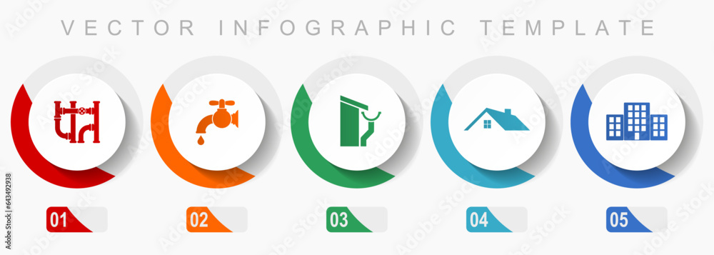 Poster home service icon set, miscellaneous icons such as pipe, tap, roof and gutter, house and building, f