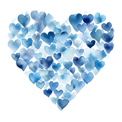 AI generative watercolor love blue heart on transparent background