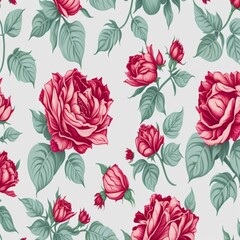 Fototapeta na wymiar Seamless pattern with floral design and drawn elements 