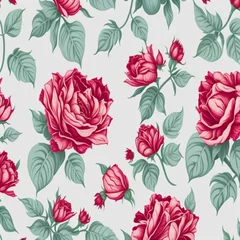 Selbstklebende Fototapeten Seamless pattern with floral design and drawn elements  © Fantasy24
