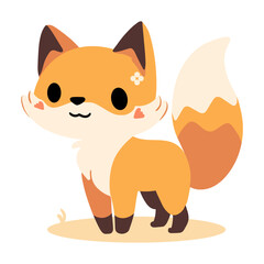 Red fox. Fox cub, big fluffy tail, black ears, paws, eyes and nose, soft fluffy fur, animal, pet, favorite, beloved. Orange, blush on cheeks, wild, toy, zoo, cartoon