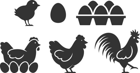 Poultry chicken livestock silhouette icon