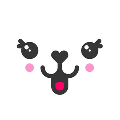 Tease with tongue kawaii cute emotion face, emoticon vector icon