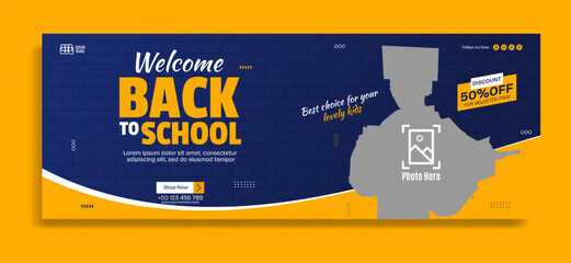 Back to school business horizontal banner template design