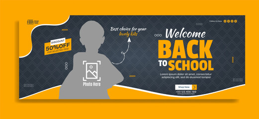 Back to school business horizontal banner template design