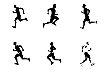 Fototapeta na wymiar silhouette run man. vector people running silhouettes