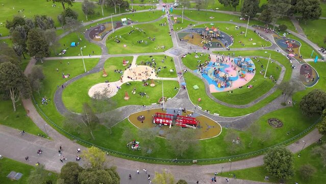 Aerial view of "Sim&oacute;n Bol&iacute;var Metropolitan Park" which is the largest and most important urban park in the city of Bogot&aacute;