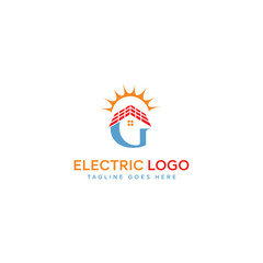 Obraz premium G letter logo design combined with solar panels.