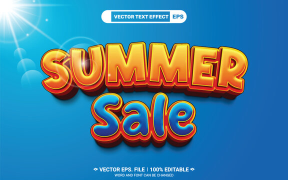 Summer sale editable 3d vector text effect