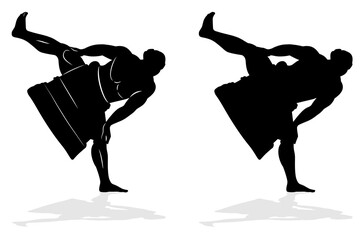 silhouette of sumo wrestler, vector drawing