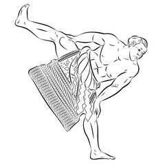 illustration of sumo wrestler, vector drawing