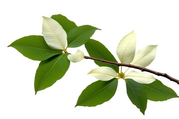 Beautiful green dogwood leaves isolated on transparent background - high quality PNG for design and decoration