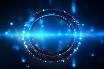 Technology futuristic circle background. Digital network connection blue light.