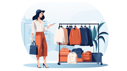 Cartoon-Style Shopping Scene