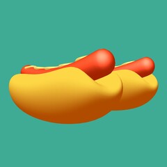 Hotdog fast food. 3d render