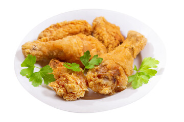 plate of fried chicken isolated on transparent background