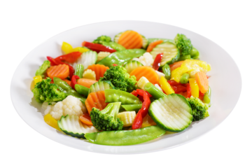 plate of stir fry vegetables isolated on transparent background