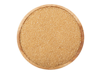 Bowl of brown sugar isolated on transparent background, top view