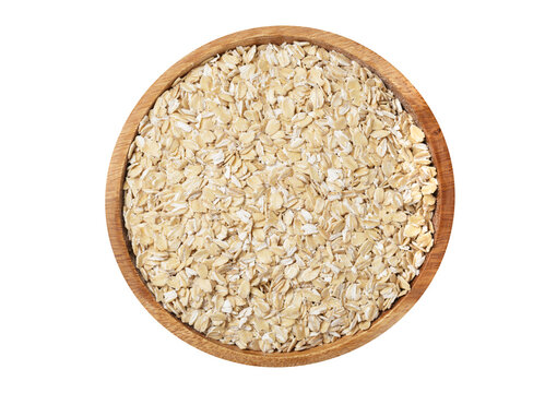 Bowl of oats isolated on transparent background, top view