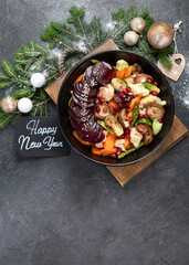 Vegetarian Christmas dinner. Healthy food concept.