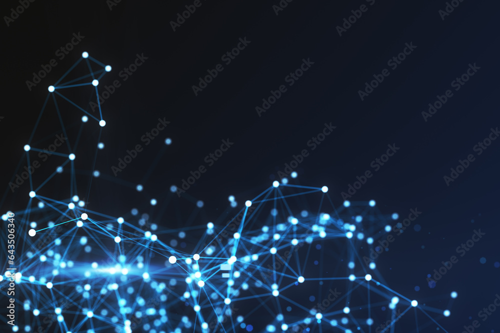 Poster Creative digital sparkly polygonal mesh backdrop. Landing page concept. 3D Rendering.