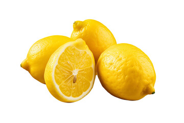 Fresh and juicy lemon slices isolated on transparent background - high quality PNG for food and drink design
