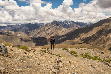 Trekking into the Lingshed Valley on the classic trans-Zanskar trek, Ladakh, India