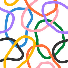 Fun colorful seamless pattern collection. Creative abstract style art background for children. Trendy texture design with basic shapes. Simple childish doodle wallpaper print