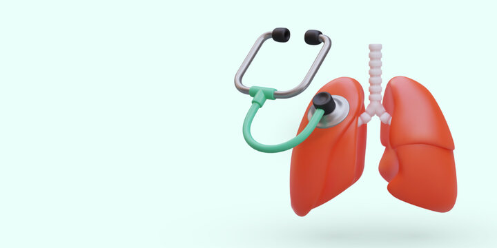 Listening to lungs with stethoscope. Phonendoscope is pressed against human lungs. Health control. Check for disease. SARS, tuberculosis, pneumonia. Color concept with place for text