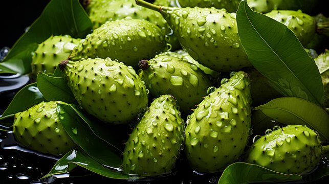 Healthy Living with Soursop: Top-View Organic Fruit Stack