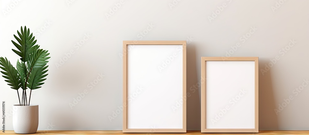 Poster simplistic frame mockup wood frames no content