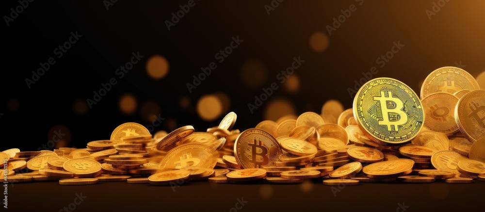 Aufkleber Background material with Bitcoin and empty space