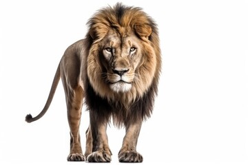 Full body size lion isolated on white background cutout