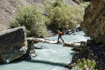 Trekking to Zanskar above the Tsarab Chu River, Ladakh, India