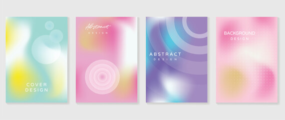 Idol lover posters set. Cute gradient holographic background vector with vibrant colors circle layer, dot halftone. Y2k trendy wallpaper design for social media, cards, banner, flyer, brochure.